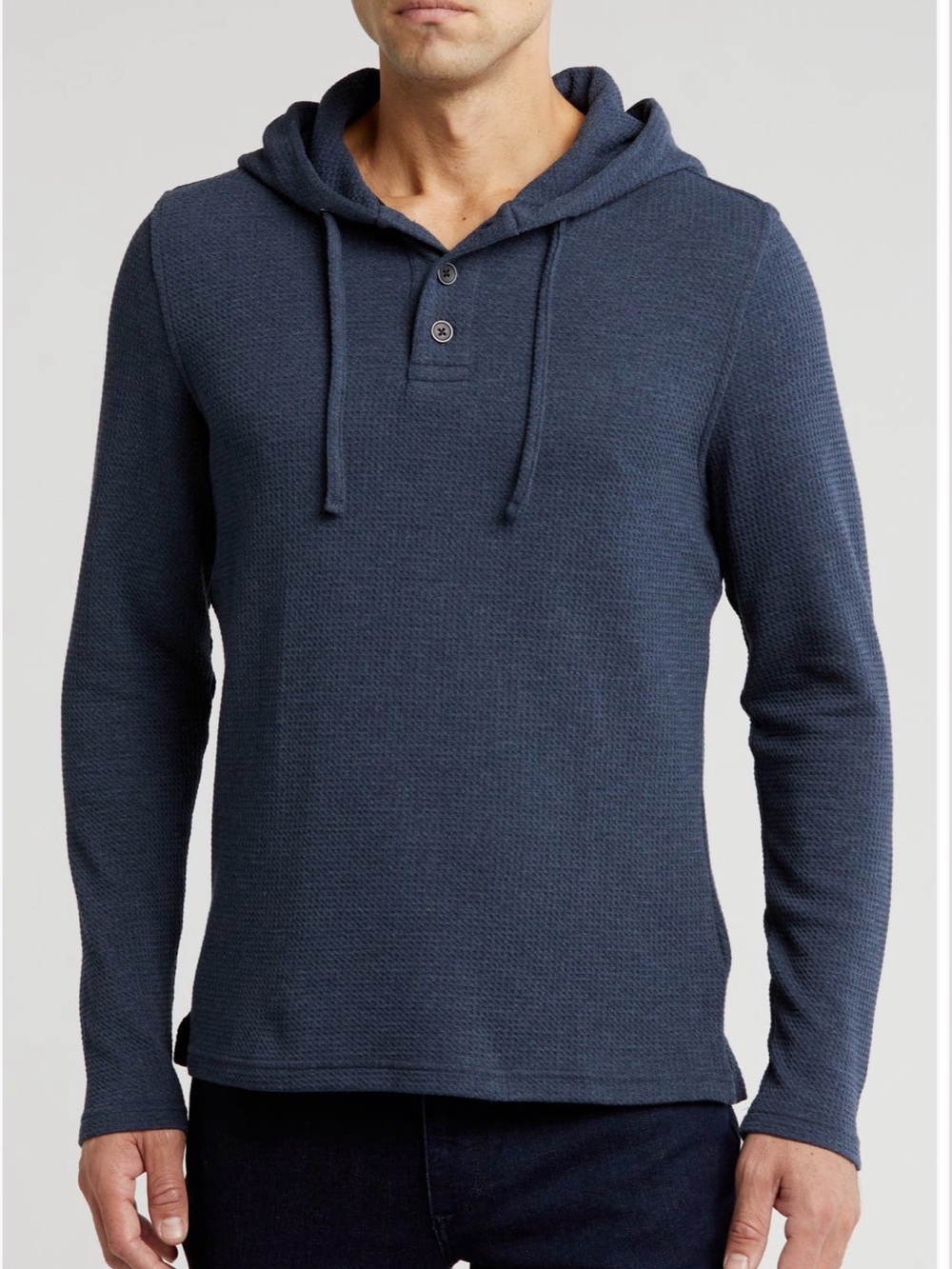 Robert Barakett Georgia Pima Cotton Henley Hoodie Navy Blue Men’s Large EUC